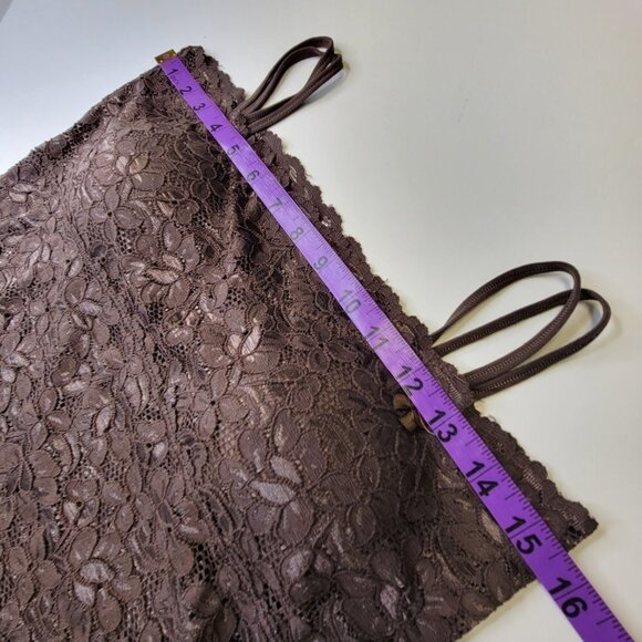 Dark Brown Lace Long Camisole Lace Tank Top Stretchy Long Camisole - Size L- NEW - Picture 5 of 14